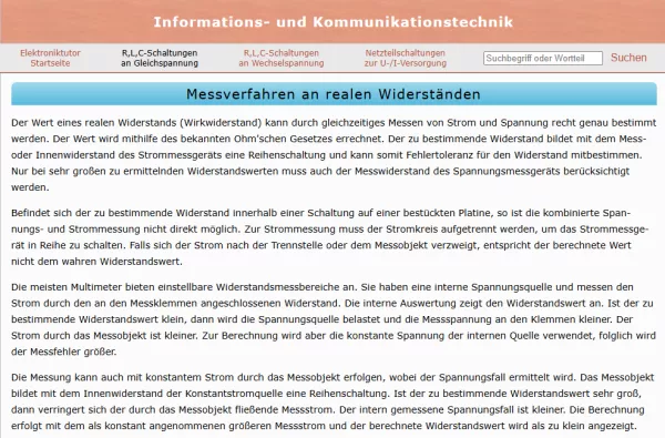 Webseite: Die Widerstandsmessbrücke