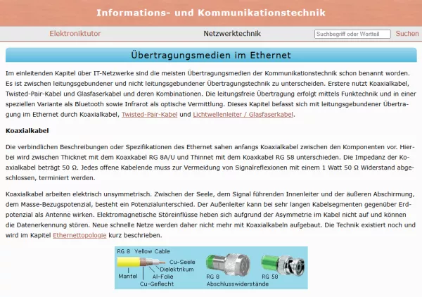 Webseite: Übertragungsmedien im Ethernet