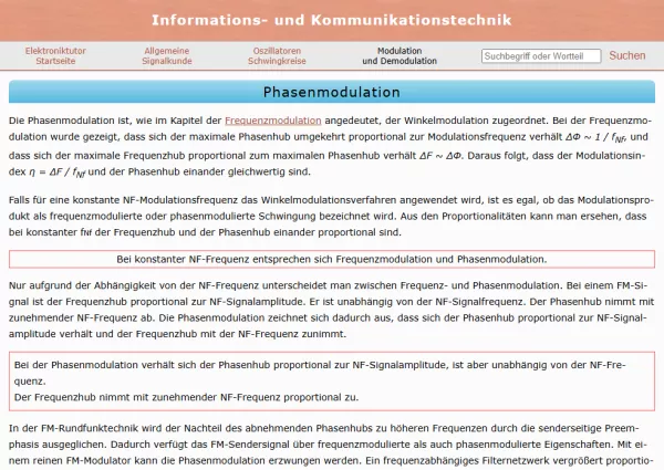 Webseite: Phasenmodulation