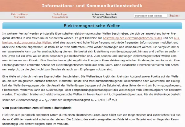 Webseite: Elektromagnetische Wellen