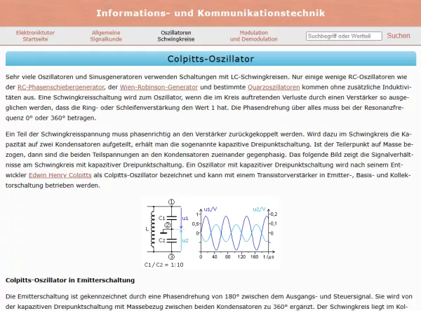 Webseite: Colpitts-Oszillator