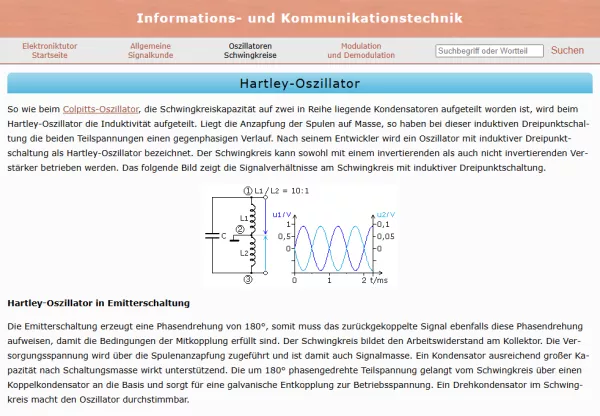 Webseite: Hartley-Oszillator