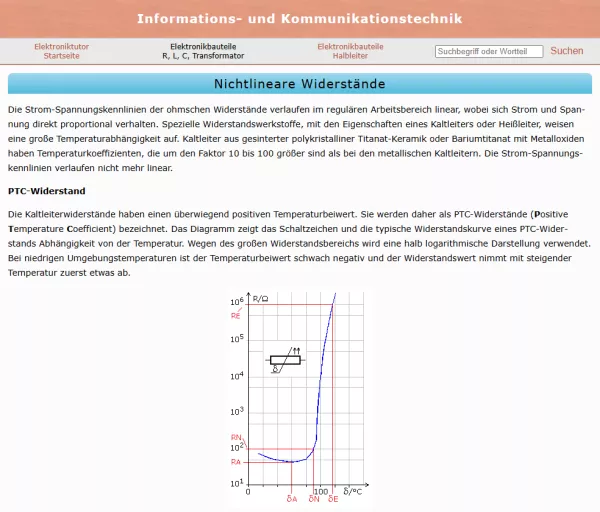 Webseite: Nichtlineare Widerstände