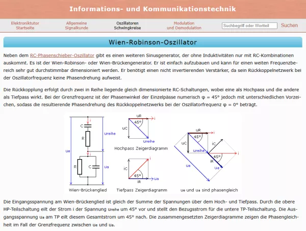 Webseite: Wien-Robinson-Oszillator