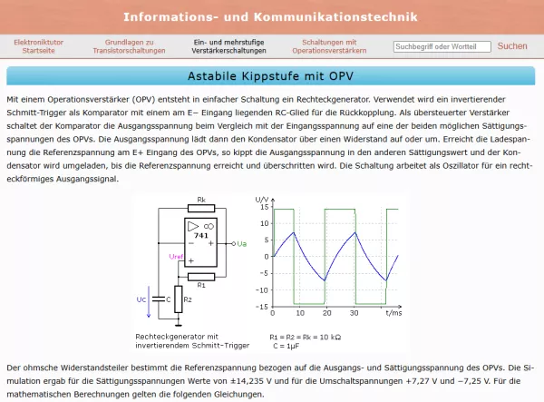 Webseite: Astabile Kippstufe mit OPV