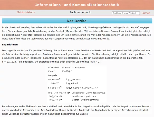 Webseite: Das Dezibel
