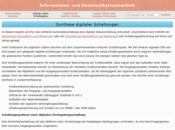 Webseite: Synthese digitaler Schaltungen