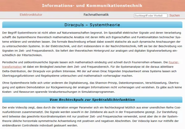 Webseite: Diracpuls - Systemtheorie