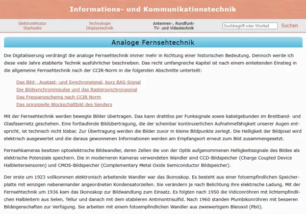 Webseite: Analoge Fernsehtechnik