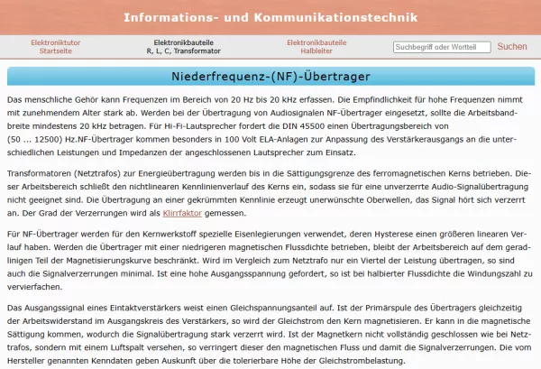 Webseite: Niederfrequenz-(NF)-Übertrager