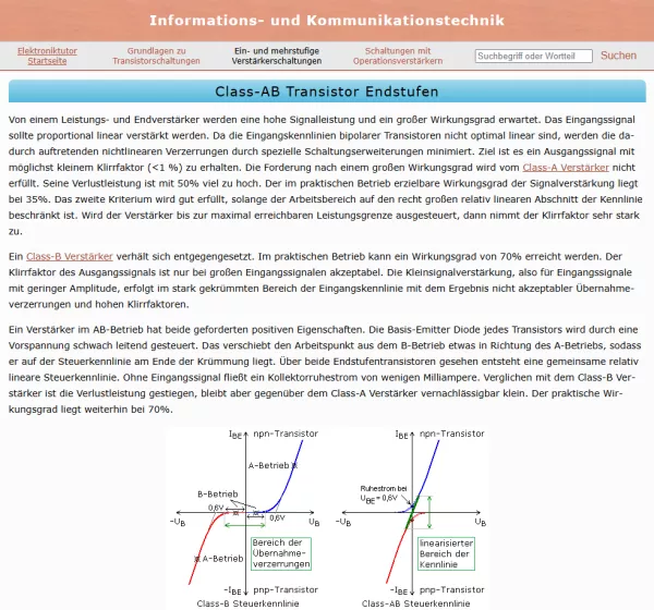 Webseite: Class-AB-Transistor-Serien-Gegentaktverstärker