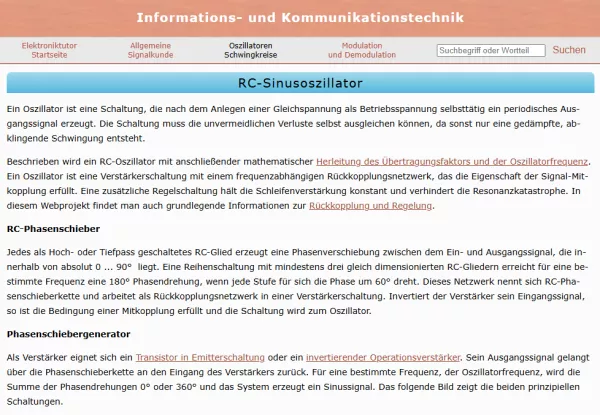 Webseite: RC-Sinusoszillator