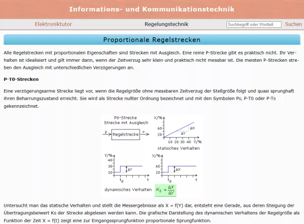 Webseite: Proportionale Regelstrecken