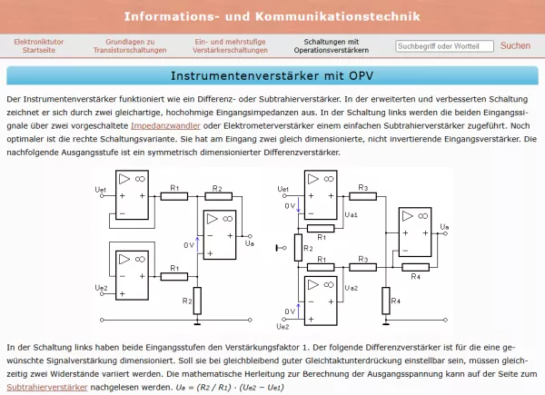 Webseite: Instrumentenverstärker mit OPV