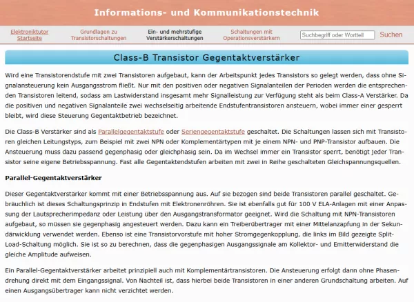 Webseite: Class-B-Transistor-Gegentaktverstärker