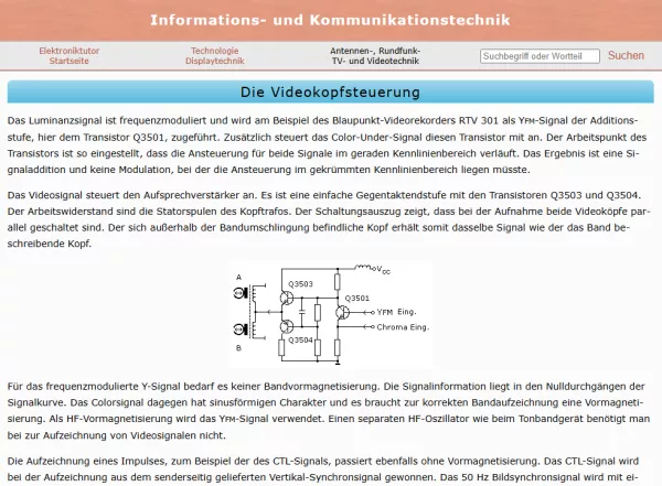 Webseite: Die Videokopfsteuerung
