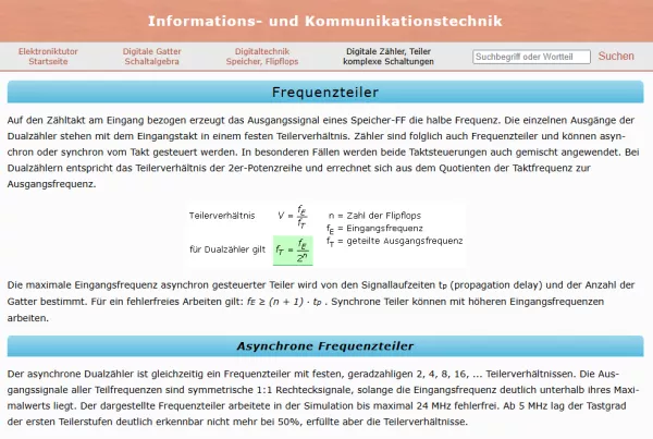 Webseite: Digitale Frequenzteiler