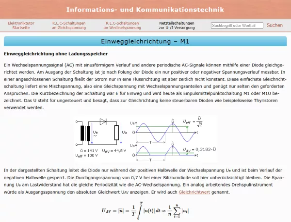 Webseite: Einweggleichrichtung - M1