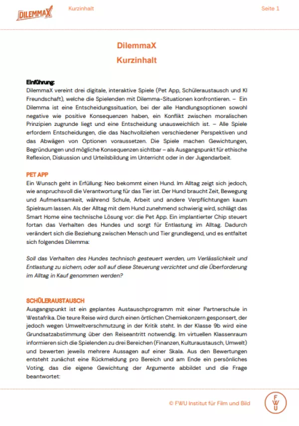 Text: DilemmaX | Kurzinhalt