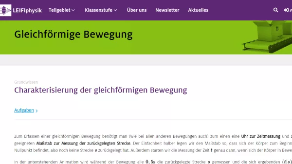 Unterrichtsbaustein: Charakterisierung der gleichförmigen Bewegung