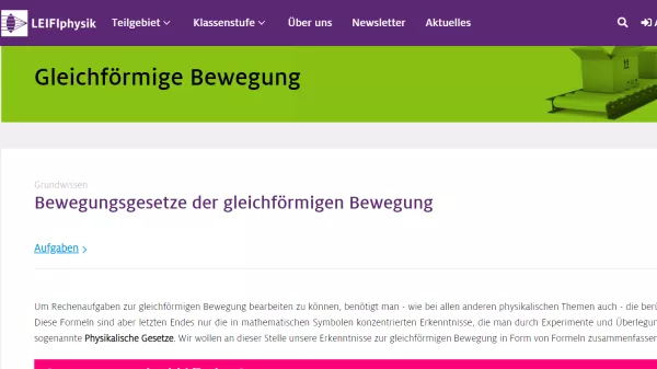 Unterrichtsbaustein: Bewegungsgesetze der gleichförmigen Bewegung