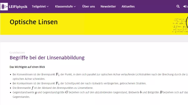 Unterrichtsbaustein: Begriffe bei der Linsenabbildung