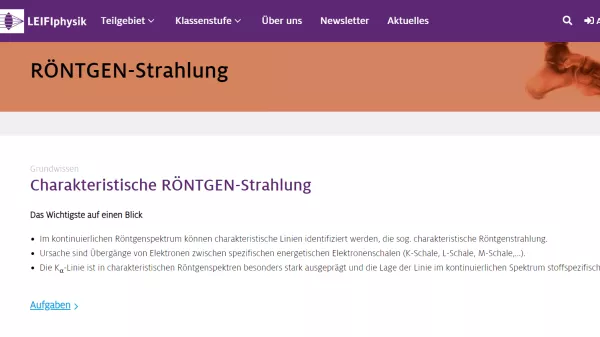 Unterrichtsbaustein: Charakteristische RÖNTGEN-Strahlung - Grundwissen