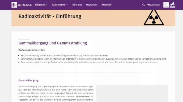 Unterrichtsbaustein: Gammaübergang und Gammastrahlung