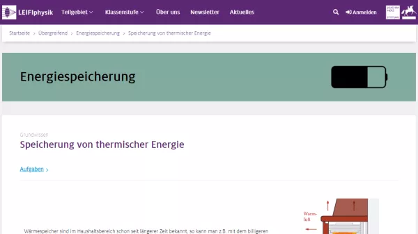 Unterrichtsbaustein: Speicherung von thermischer Energie