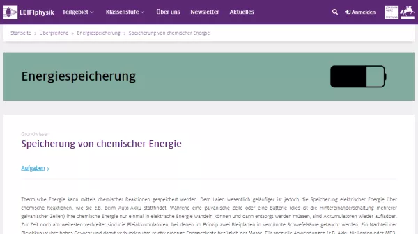 Unterrichtsbaustein: Speicherung von chemischer Energie