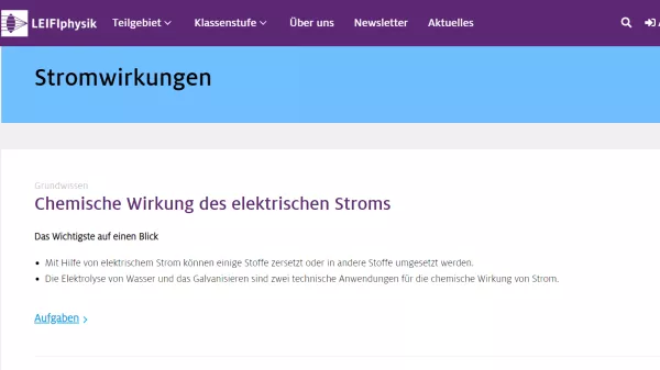 Unterrichtsbaustein: Chemische Wirkung des elektrischen Stroms