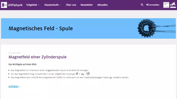 Unterrichtsbaustein: Magnetfeld einer Zylinderspule