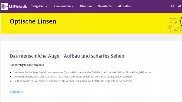 Unterrichtsbaustein: Das menschliche Auge - Einführung