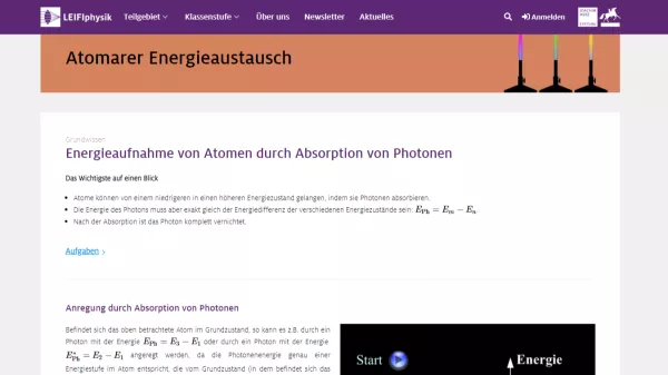 Unterrichtsbaustein: Energieaufnahme von Atomen durch Absorption von Photonen