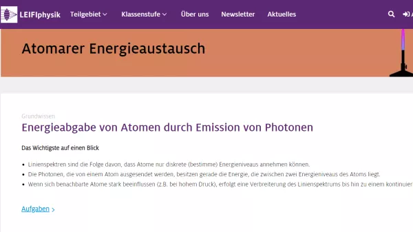 Unterrichtsbaustein: Energieabgabe von Atomen durch Emission von Photonen