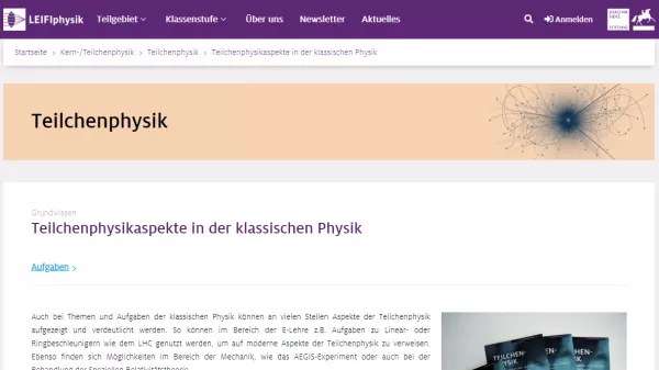 Unterrichtsbaustein: Teilchenphysikaspekte in der klassischen Physik