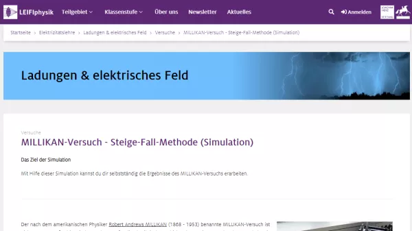 Simulation: MILLIKAN-Versuch - Steige-Fall-Methode (Simulation)