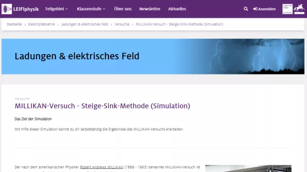 Simulation: MILLIKAN-Versuch - Steige-Sink-Methode (Simulation)