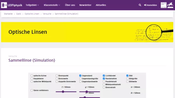 Simulation: Sammellinse (Simulation)