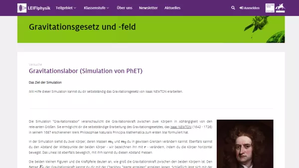 Simulation: Gravitationslabor (Simulation von PhET)