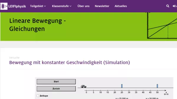 Experiment: Bewegung mit konstanter Geschwindigkeit (Simulation)