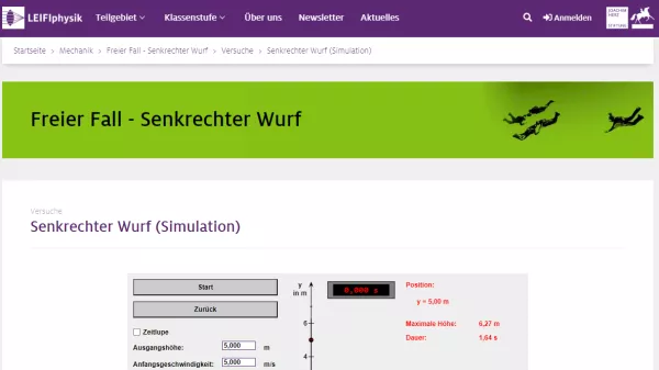 Simulation: Senkrechter Wurf (Simulation)