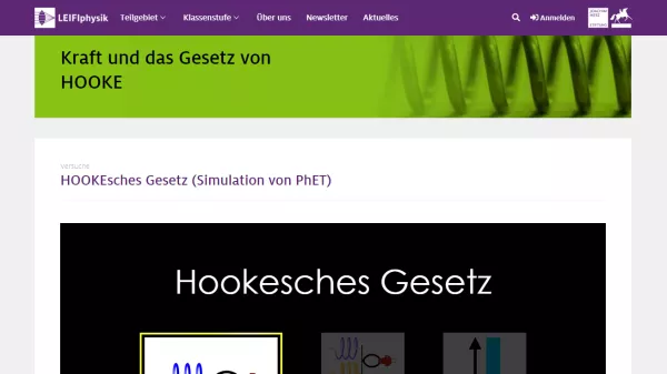 Simulation: HOOKEsches Gesetz (Simulation von PhET)