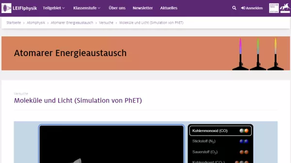 Simulation: Moleküle und Licht (Simulation von PhET)