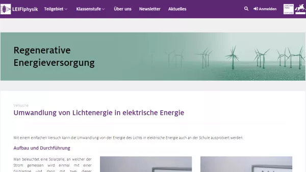 Unterrichtsbaustein: Umwandlung von Lichtenergie in elektrische Energie