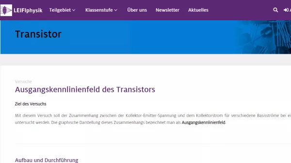 Unterrichtsbaustein: Ausgangskennlinienfeld des Transistors