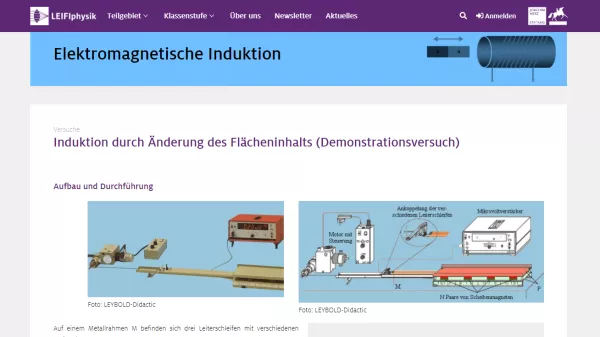 Unterrichtsbaustein: Induktion durch Änderung des Flächeninhalts Demonstrationsversuch