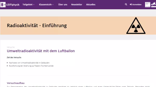 Unterrichtsbaustein: Umweltradioaktivität mit dem Luftballon
