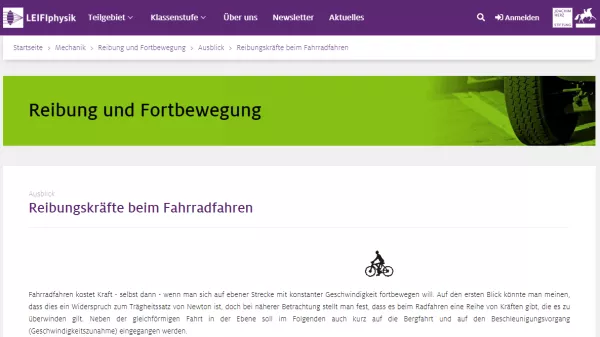 Unterrichtsbaustein: Reibungskräfte beim Fahrradfahren