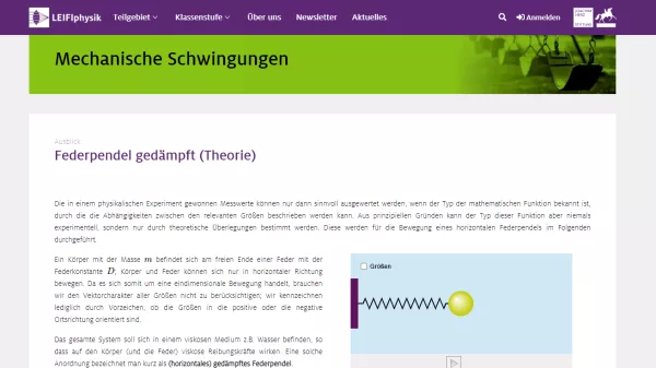 Unterrichtsbaustein: Federpendel gedämpft (Theorie)